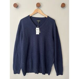 New! Club Room 100% 2-Ply Cashmere Sweater Navy Blue Men's Size XL Retail $149